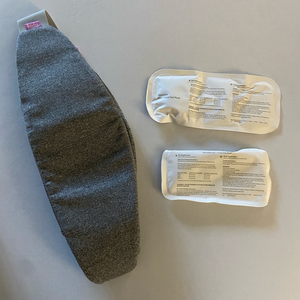 Frida postpartum/maternity gel packs and belt for support